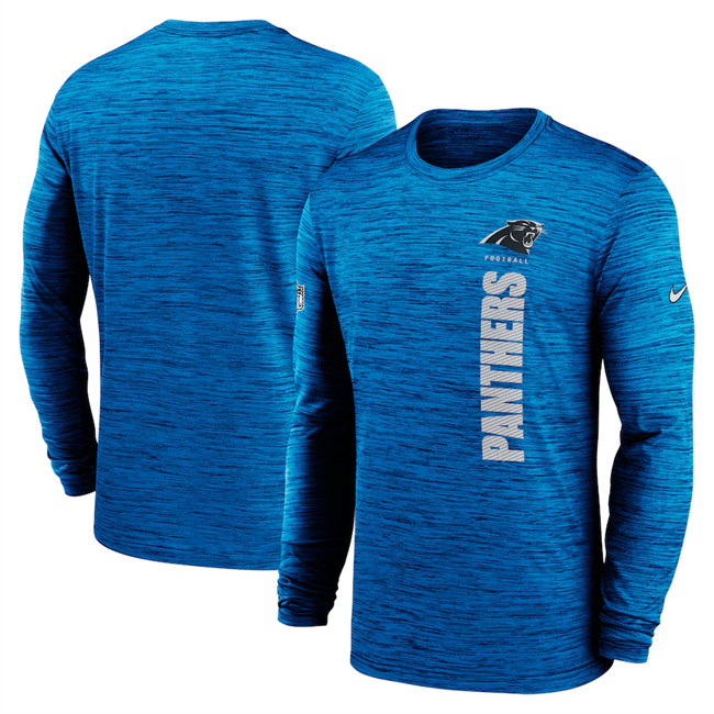 Men's Carolina Panthers Blue 2024 Sideline Team Velocity Performance Long Sleeve T-Shirt Men's Carolina Panthers Blue 2024 Sideline Team Velocity Performance Long Sleeve T-Shirt