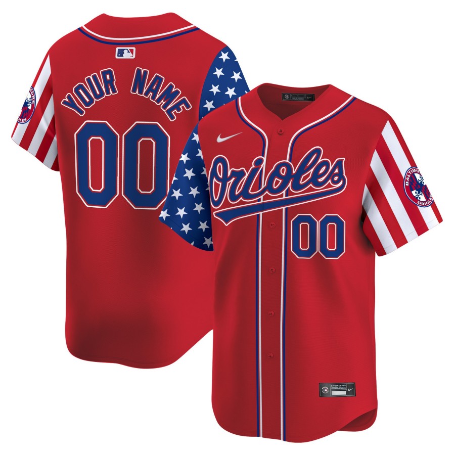 Baltimore Orioles Active Player Custom Red 2025 Independence Day Limited Stitched Baseball Jersey