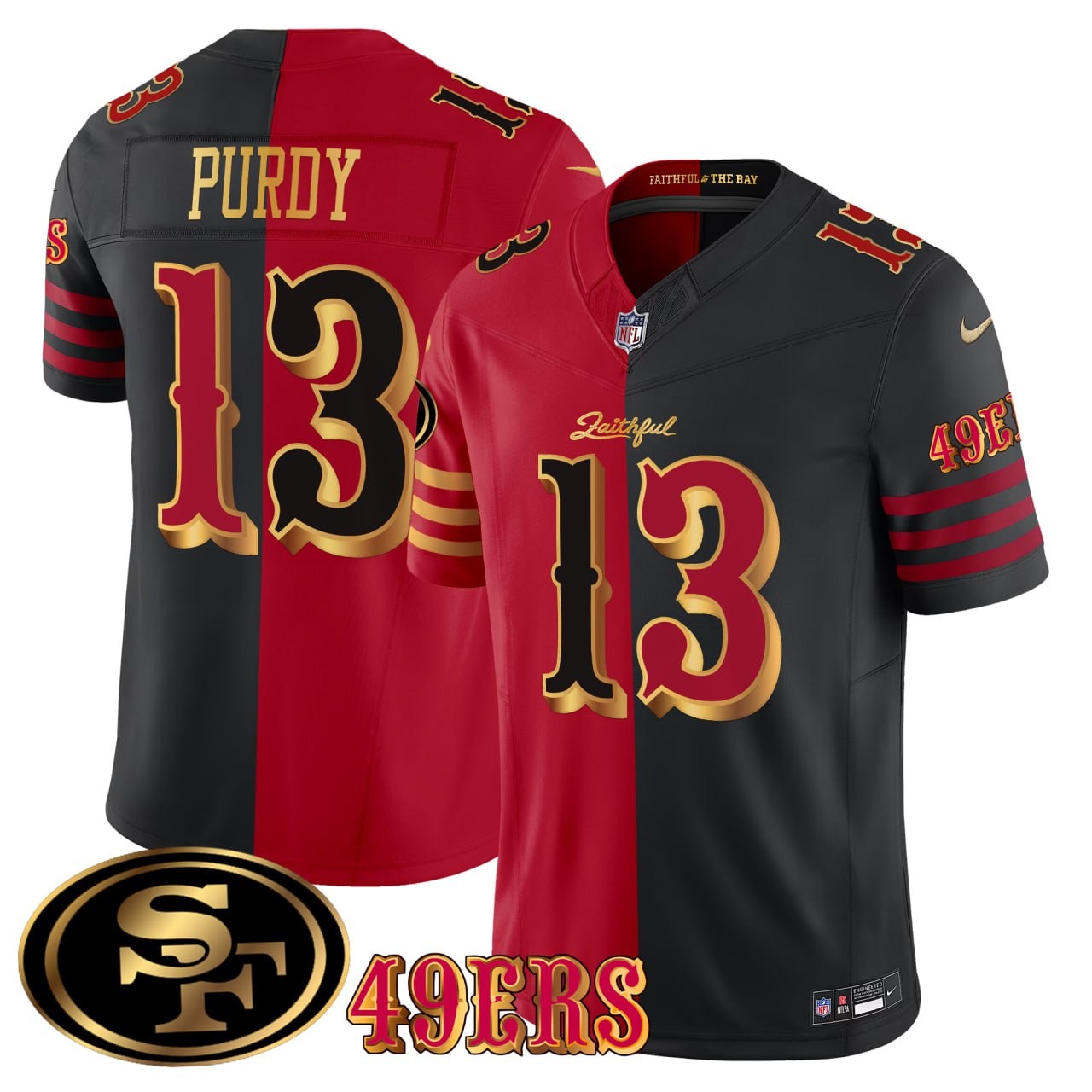 Men's San Francisco 49ers #13 Brock Purdy Rivalries 2025 Split Stitched Limited Jersey