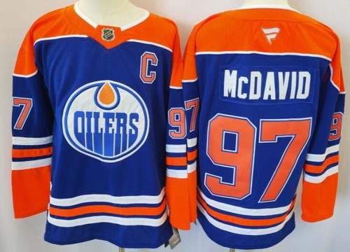 Men's Edmonton Oilers #97 Connor McDavid Blue Fanatics Authentic Jersey