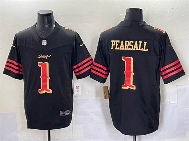 Youth San Francisco 49ers #1 Ricky Pearsall Black 2025 F.U.S.E. “Rivalries” Vapor Limited Stitched Football Jersey