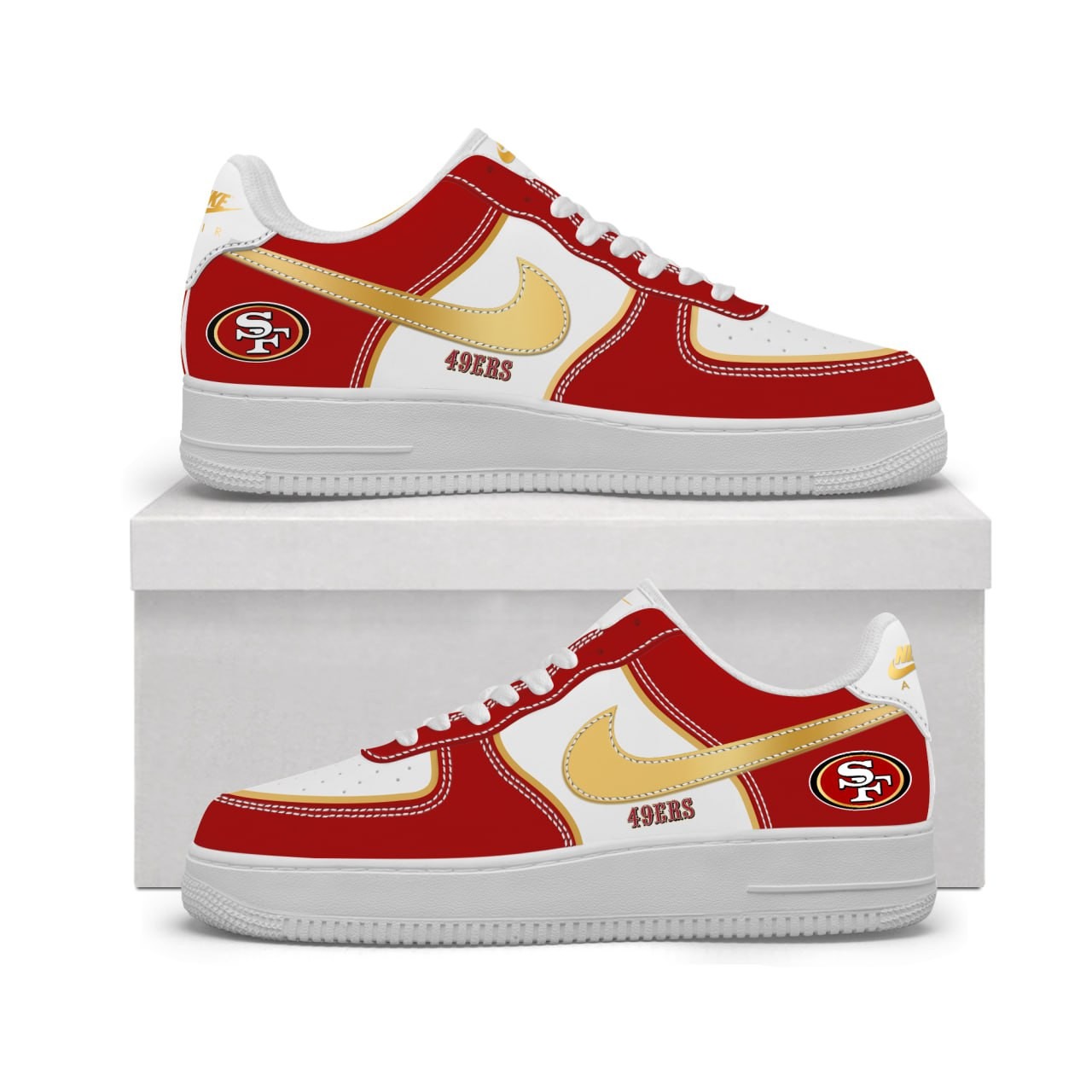 San Francisco 49ers Red Gold White AF1 Shoes