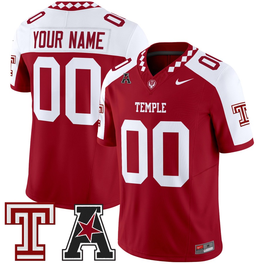 Men's Temple Owls Custom Crimson White 2025 Vapor F.U.S.E. Limited Stitched Football Jersey