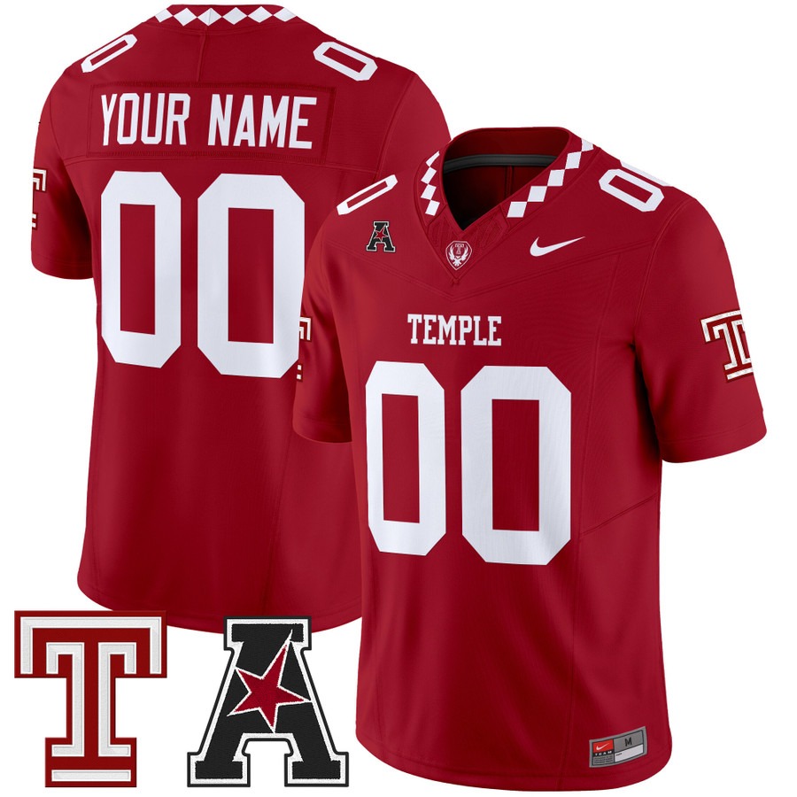 Men's Temple Owls Custom Crimson 2025 Vapor F.U.S.E. Limited Stitched Football Jersey