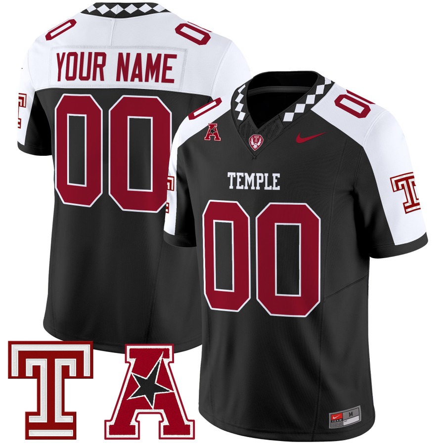 Men's Temple Owls Custom Black White 2025 Vapor F.U.S.E. Limited Stitched Football Jersey