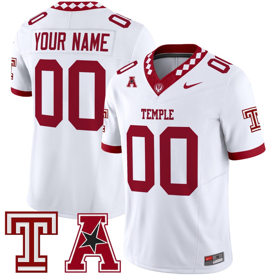 Men's Temple Owls Custom White 2025 Vapor F.U.S.E. Limited Stitched Football Jersey