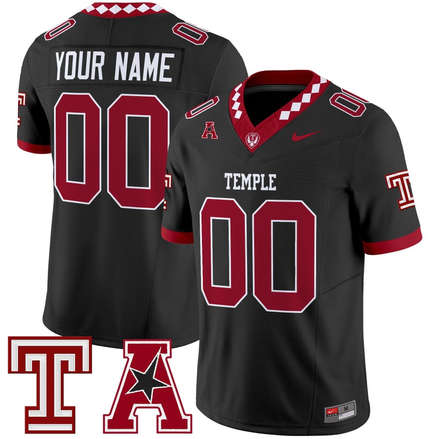 Men's Temple Owls Custom Black 2025 Vapor F.U.S.E. Limited Stitched Football Jersey