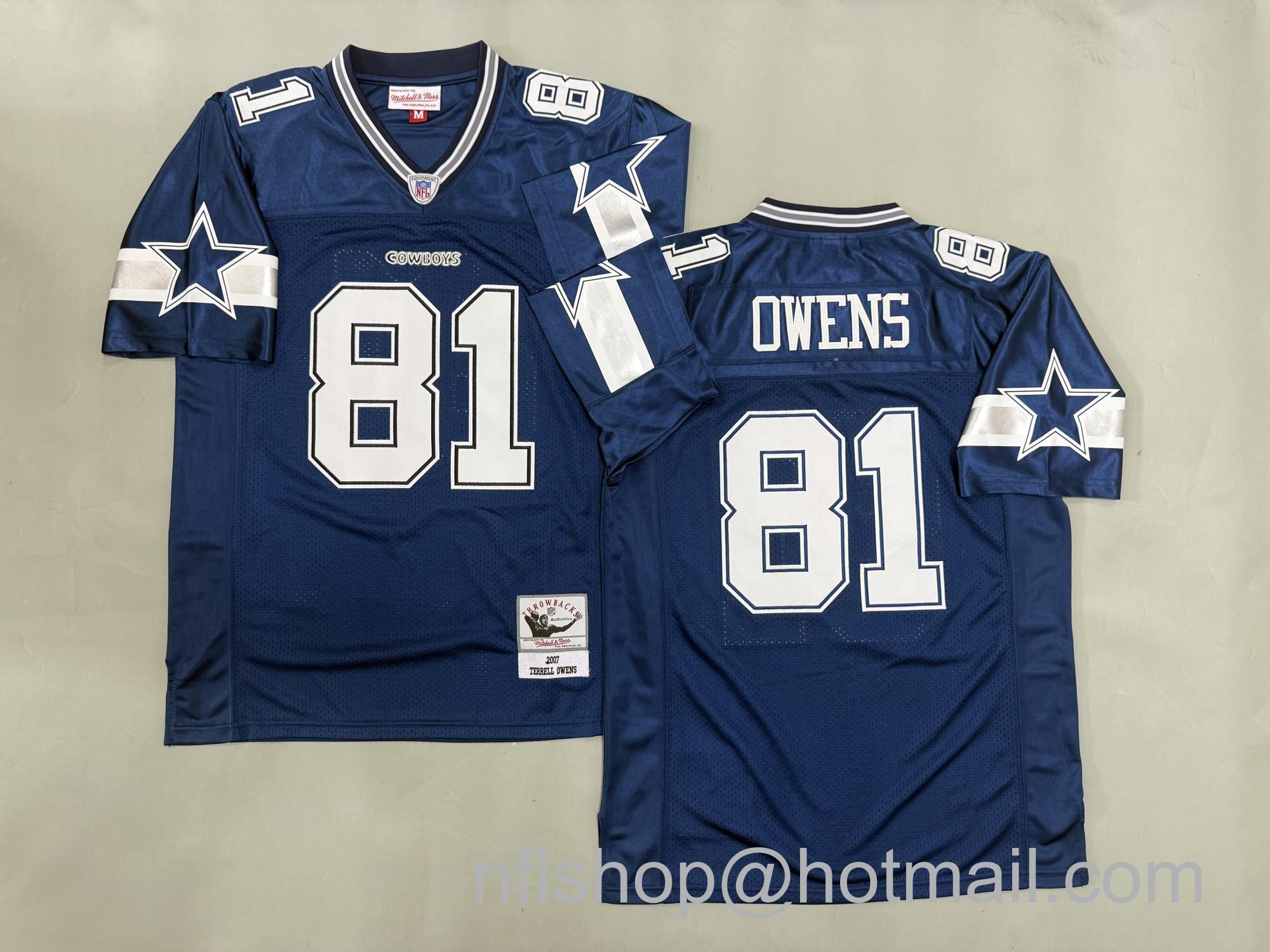 Men's Dallas Cowboys #81 Terrell Owens Navy 2007 Throwback Stitched Jersey