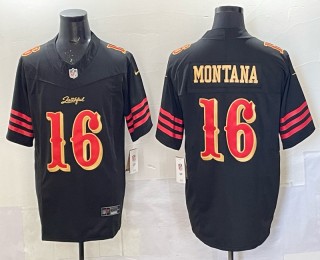 Men's San Francisco 49ers #16 Joe Montana Black 2025 F.U.S.E. 'Rivalries' Vapor Limited Stitched Football Jersey