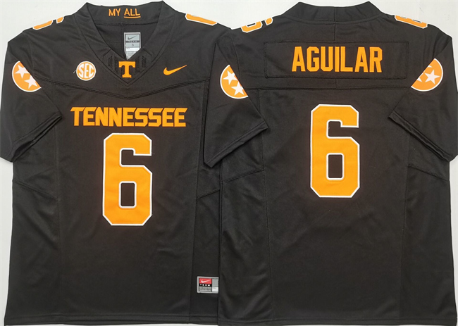 Men's Tennessee Volunteers #6 Joey Aguilar Black F.U.S.E. Stitched Jerseys