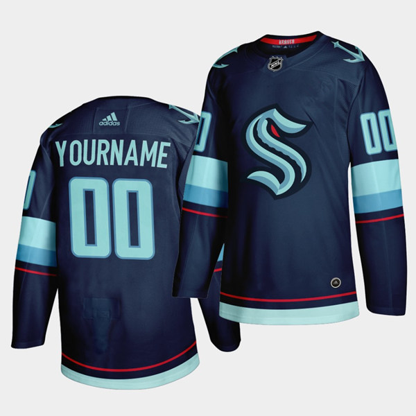 Women's Seattle Kraken Primary Logo Custom Navy Stitched Hockey Jersey