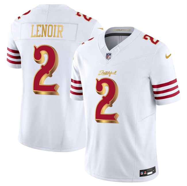 Men's San Francisco 49ers #2 Deommodore Lenoir White Gold 2025 F.U.S.E. “Rivalries” Vapor Limited Stitched Football Jersey