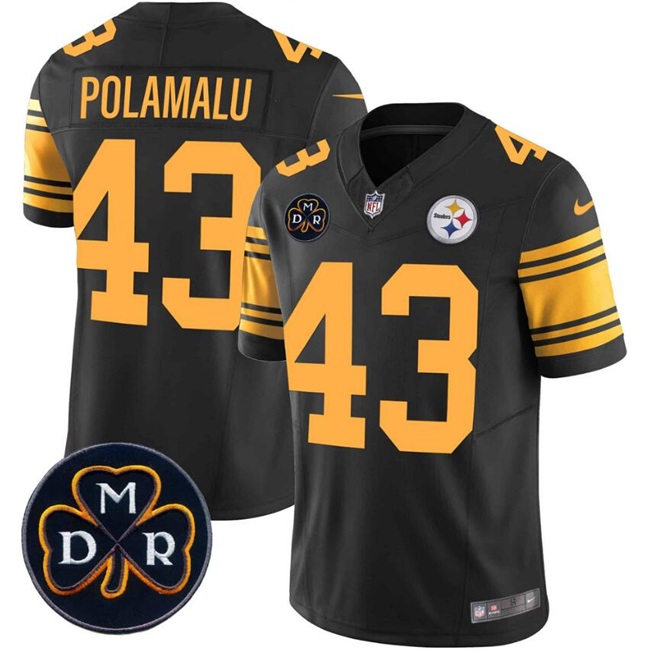 Men's Pittsburgh Steelers #43 Troy Polamalu Black F.U.S.E. DMR Patch Vapor Limited Stitched Jersey Men's Pittsburgh Steelers #43 Troy Polamalu Black F.U.S.E. DMR Patch Vapor Limited Stitched Jersey