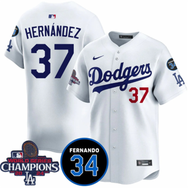 Men's Los Angeles Dodgers ACTIVE PLAYER Custom White 2024 World Series Champions With Fernando Memorial Patch Vapor Premier Home Limited Stitched Baseball Jersey Men's Los Angeles Dodgers ACTIVE PLAYER Custom White 2024 World Series Champions With Fernando Memorial Patch Vapor Premier Home Limited Stitched Baseball Jersey