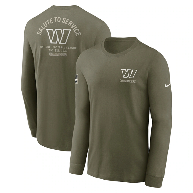Men's Washington Commanders Olive 2025 Salute to Service Sideline Long Sleeve T-Shirt Men's Washington Commanders Olive 2025 Salute to Service Sideline Long Sleeve T-Shirt