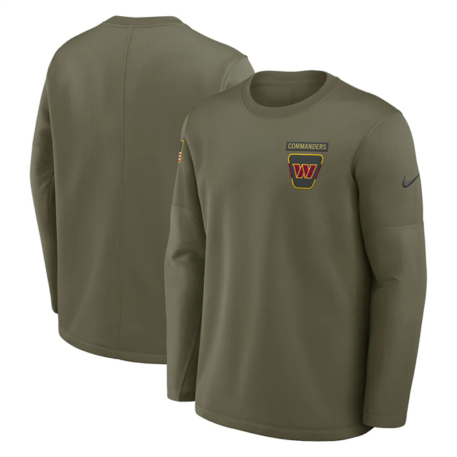 Men's Washington Commanders Olive 2025 Salute to Service Sideline Coaches Therma-FIT Long Sleeve Shirt Men's Washington Commanders Olive 2025 Salute to Service Sideline Coaches Therma-FIT Long Sleeve Shirt