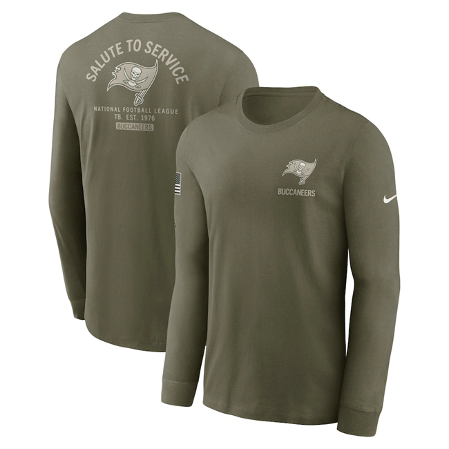 Men's Tampa Bay Buccaneers Olive 2025 Salute to Service Sideline Long Sleeve T-Shirt Men's Tampa Bay Buccaneers Olive 2025 Salute to Service Sideline Long Sleeve T-Shirt
