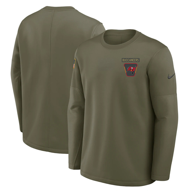 Men's Tampa Bay Buccaneers Olive 2025 Salute to Service Sideline Coaches Therma-FIT Long Sleeve Shirt Men's Tampa Bay Buccaneers Olive 2025 Salute to Service Sideline Coaches Therma-FIT Long Sleeve Shirt
