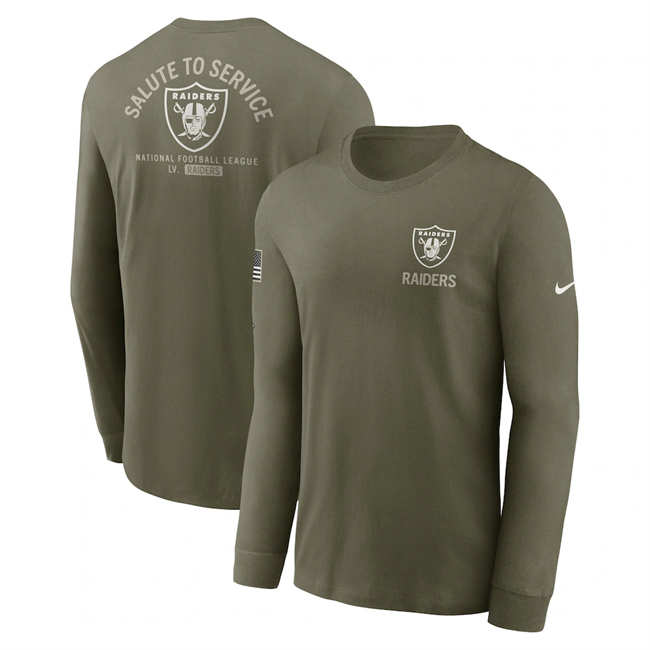 Men's Las Vegas Raiders Olive 2025 Salute to Service Sideline Long Sleeve T-Shirt Men's Las Vegas Raiders Olive 2025 Salute to Service Sideline Long Sleeve T-Shirt