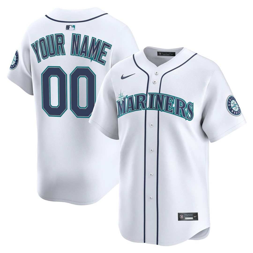 Men's Seattle Mariners Custom White 2025 Vapor Premier Limited Stitched Baseball Jersey Men's Seattle Mariners Custom White 2025 Vapor Premier Limited Stitched Baseball Jersey