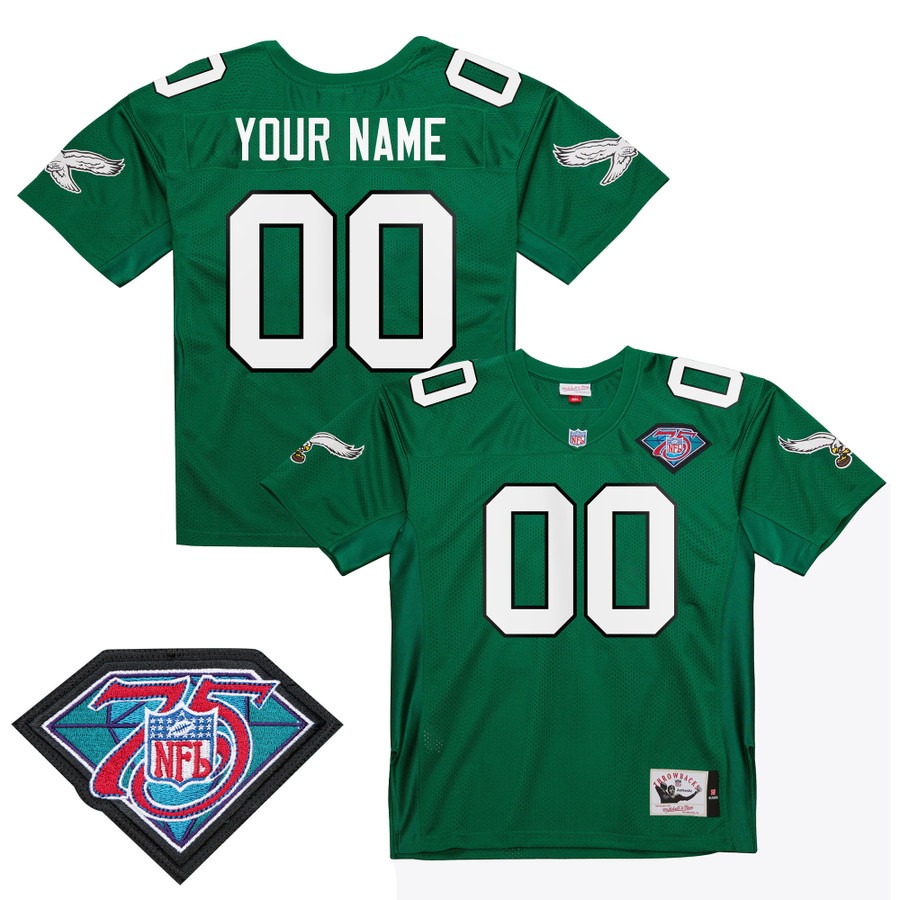 Men's Philadelphia Eagles Custom Kelly Green Throwback Stitched NFL Jersey