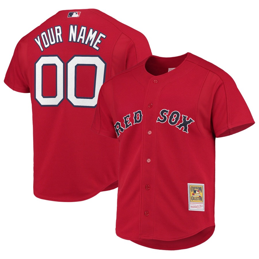 Men's Boston Red Sox Custom Red Throwback Cooperstown Collection Stitched Baseball Jersey Men's Boston Red Sox Custom Red Throwback Cooperstown Collection Stitched Baseball Jersey