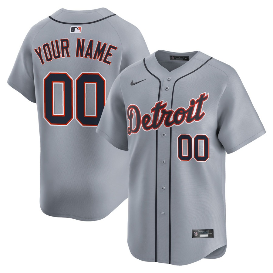 Men's Detroit Tigers Custom Grey 2025 Vapor Premier Limited Stitched Baseball Jersey Men's Detroit Tigers Custom Grey 2025 Vapor Premier Limited Stitched Baseball Jersey
