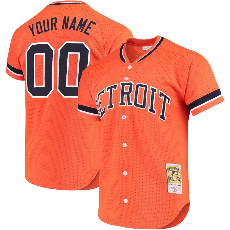 Men's Detroit Tigers Custom Orange Throwback Stitched Baseball Jersey - Cooperstown Collection Men's Detroit Tigers Custom Orange Throwback Stitched Baseball Jersey - Cooperstown Collection