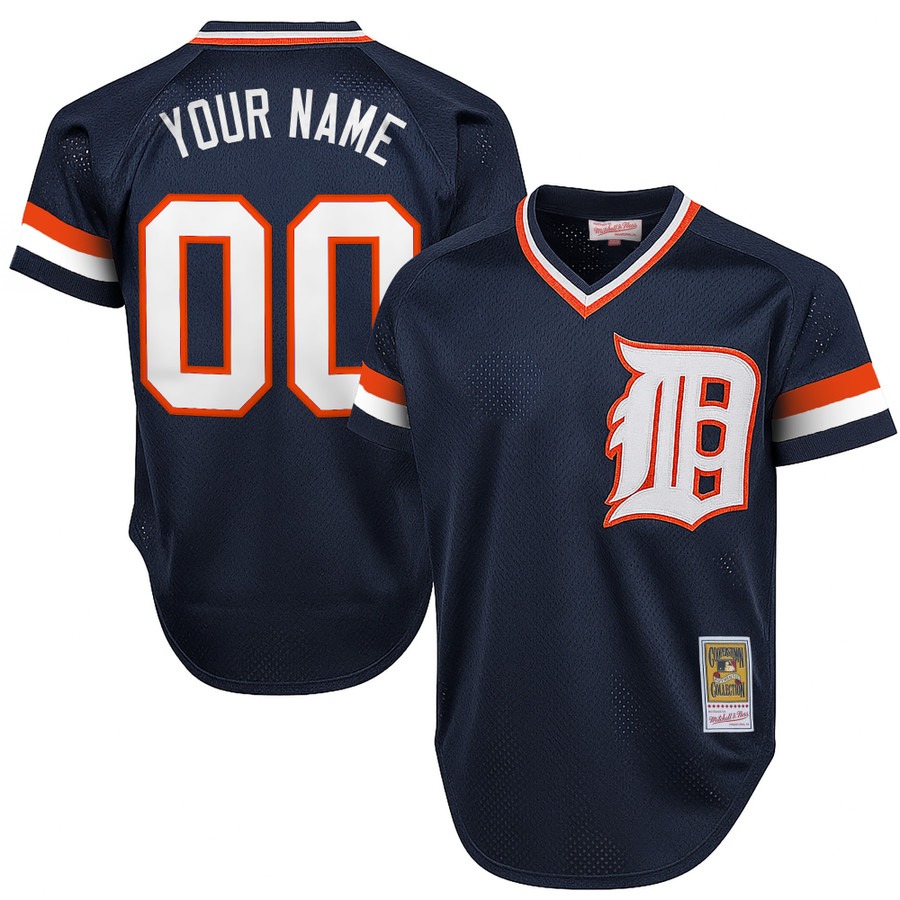 Men's Detroit Tigers Custom Navy Throwback Stitched Baseball Jersey - Cooperstown Collection Men's Detroit Tigers Custom Navy Throwback Stitched Baseball Jersey - Cooperstown Collection