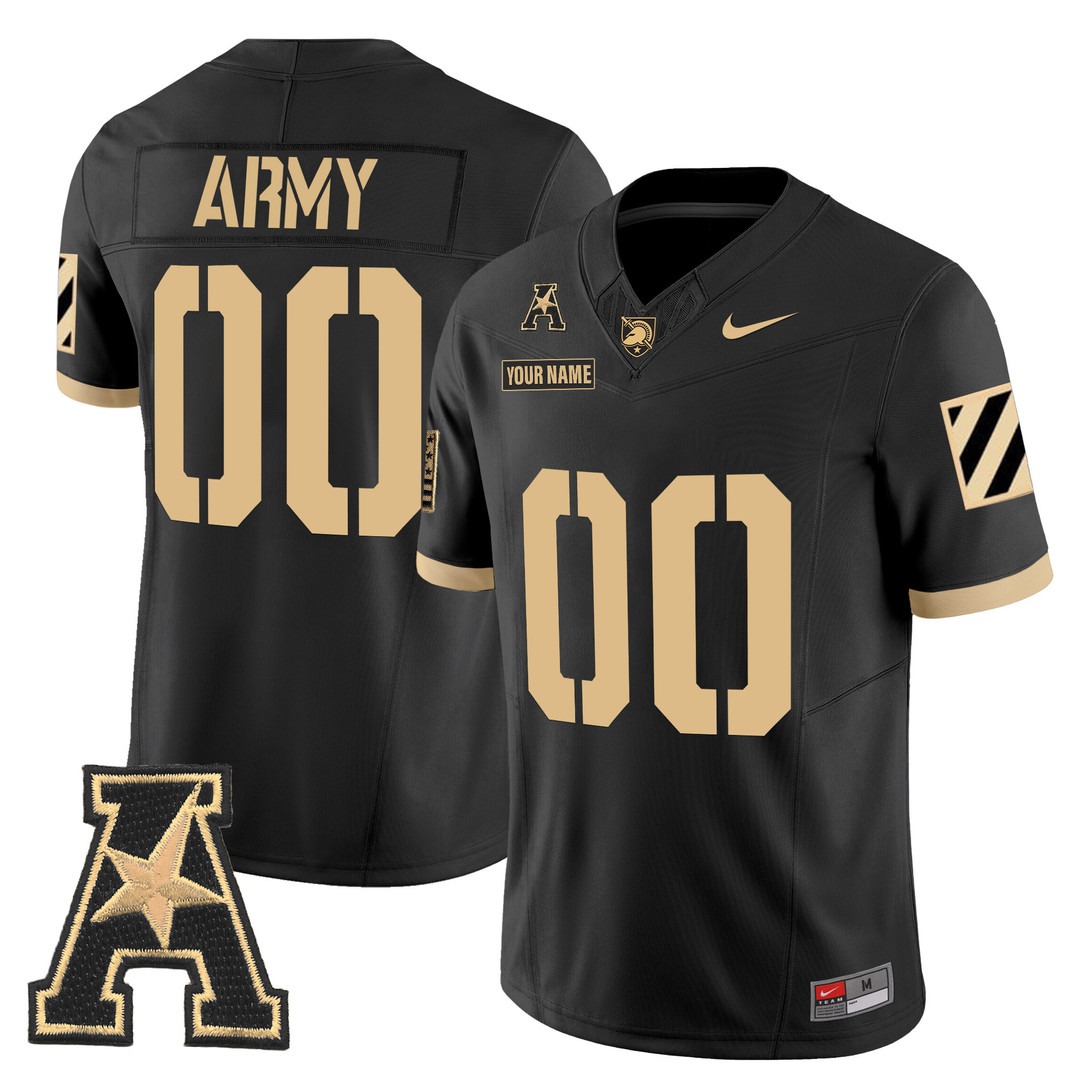 Men's Army Black Knights Custom Black F.U.S.E. 2025 Vapor Limited Stitched Football Jersey Men's Army Black Knights Custom Black F.U.S.E. 2025 Vapor Limited Stitched Football Jersey