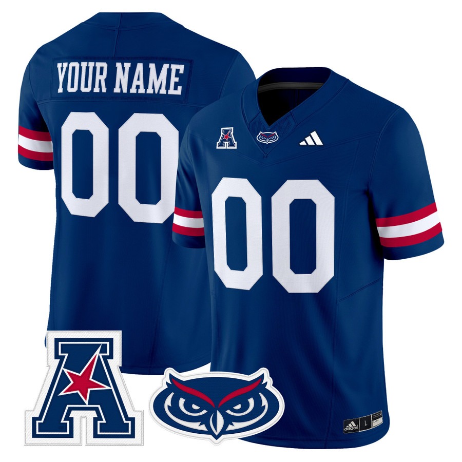 Men's Florida Atlantic Owls Custom Blue 2025 Vapor F.U.S.E. Limited Stitched Football Jersey