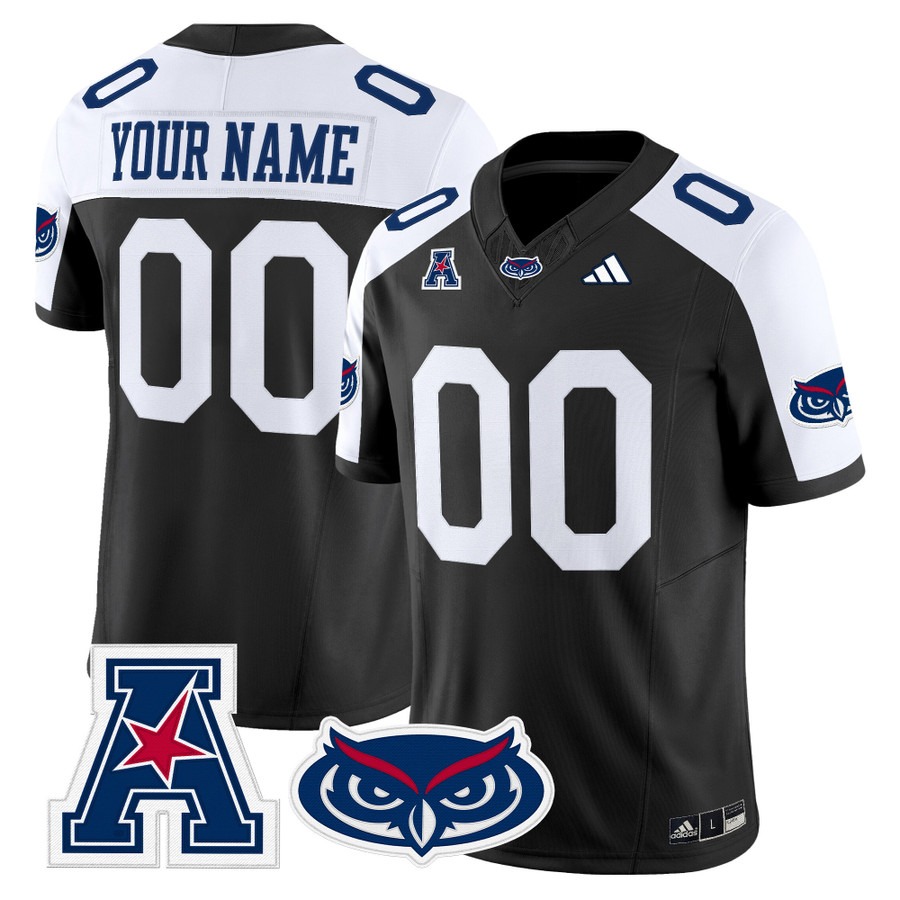 Men's Florida Atlantic Owls Custom Black Alternate 2025 Vapor F.U.S.E. Limited Stitched Football Jersey