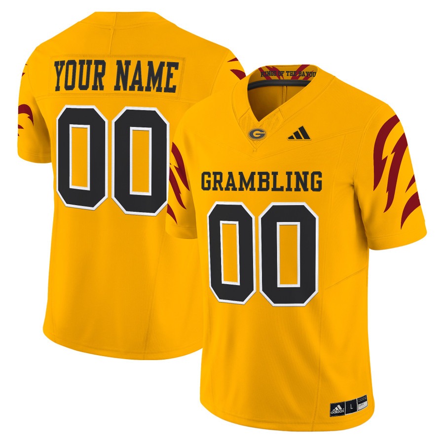 Men's Grambling Tigers Custom Gold 2025 Vapor F.U.S.E. Limited Stitched Football Jersey