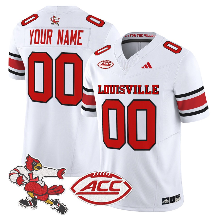Men's Louisville Cardinals 1980s Throwback Vapor F.U.S.E. Limited Custom Stitched Football Jersey - White Men's Louisville Cardinals 1980s Throwback Vapor F.U.S.E. Limited Custom Stitched Football Jersey - White