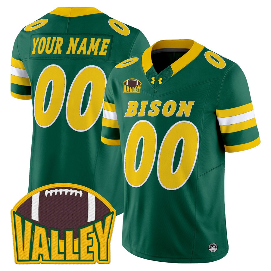 Men's North Dakota State Bison Custom Green 2025 Vapor F.U.S.E. Limited Stitched Football Jersey