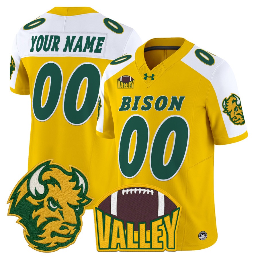 Men's North Dakota State Bison Custom Gold Alternate 2025 Vapor F.U.S.E. Limited Stitched Football Jersey