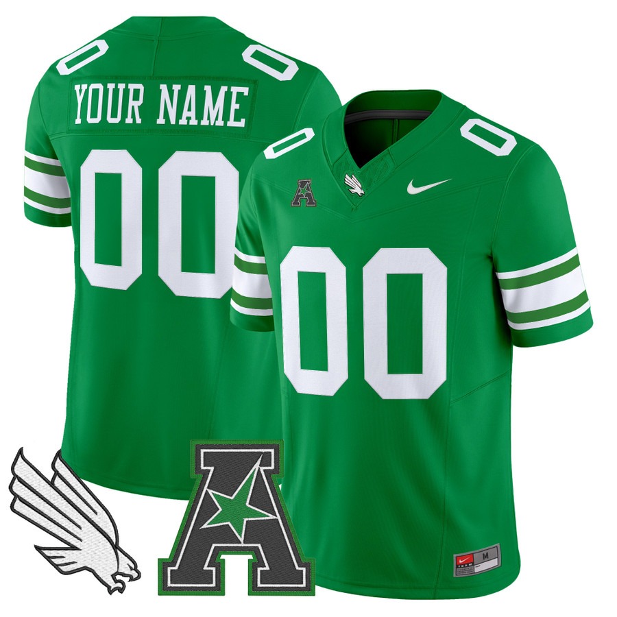 Men's North Texas Mean Green Custom Home F.U.S.E. 2025 Vapor Limited Stitched Football Jersey