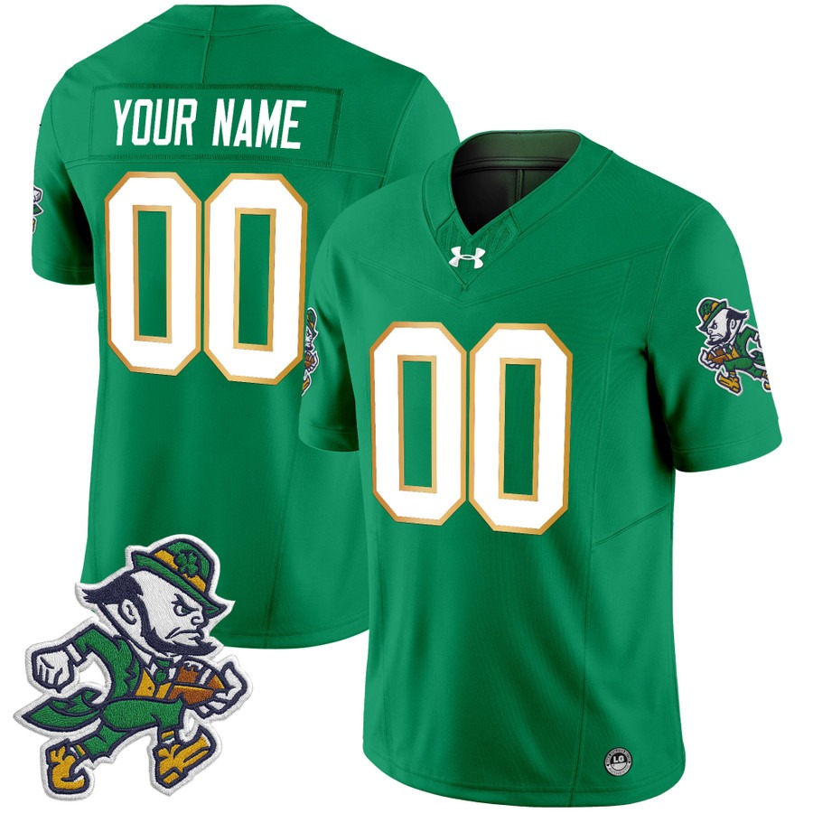Men's Notre Dame Fighting Irish Custom 2025 'Gridiron Leprechaun Edition' Vapor F.U.S.E. Limited Stitched Football Jersey Green Men's Notre Dame Fighting Irish Custom 2025 'Gridiron Leprechaun Edition' Vapor F.U.S.E. Limited Stitched Football Jersey Green