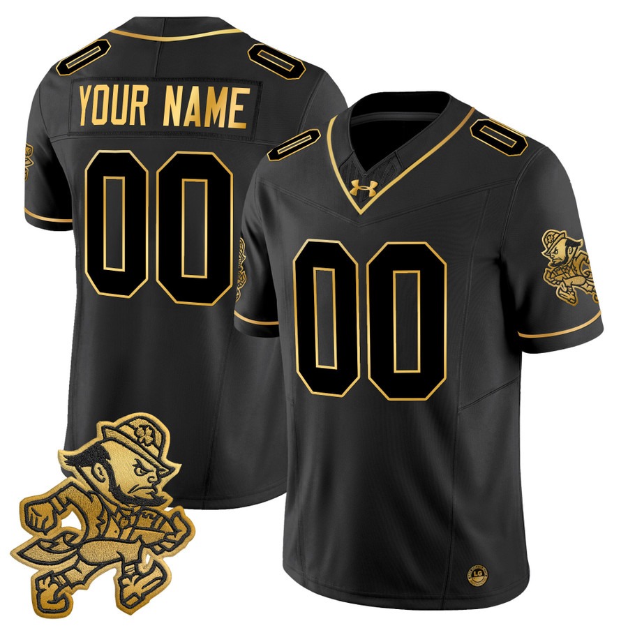 Men's Notre Dame Fighting Irish Custom Gold Black 2025 'Gridiron Leprechaun Edition' Vapor F.U.S.E. Limited Stitched Football Jersey Men's Notre Dame Fighting Irish Custom Gold Black 2025 'Gridiron Leprechaun Edition' Vapor F.U.S.E. Limited Stitched Football Jersey