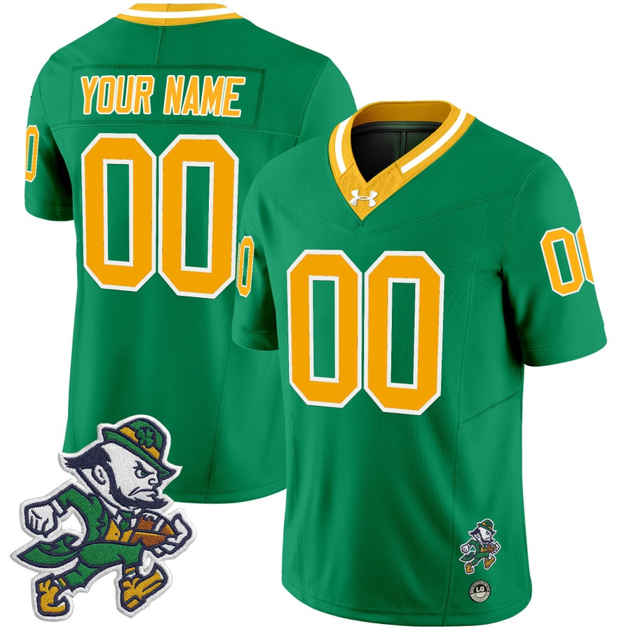 Men's Notre Dame Fighting Irish Custom Throwback 2025 'Gridiron Leprechaun Edition' Vapor F.U.S.E. Limited Stitched Football Jersey Green Men's Notre Dame Fighting Irish Custom Throwback 2025 'Gridiron Leprechaun Edition' Vapor F.U.S.E. Limited Stitched Football Jersey Green