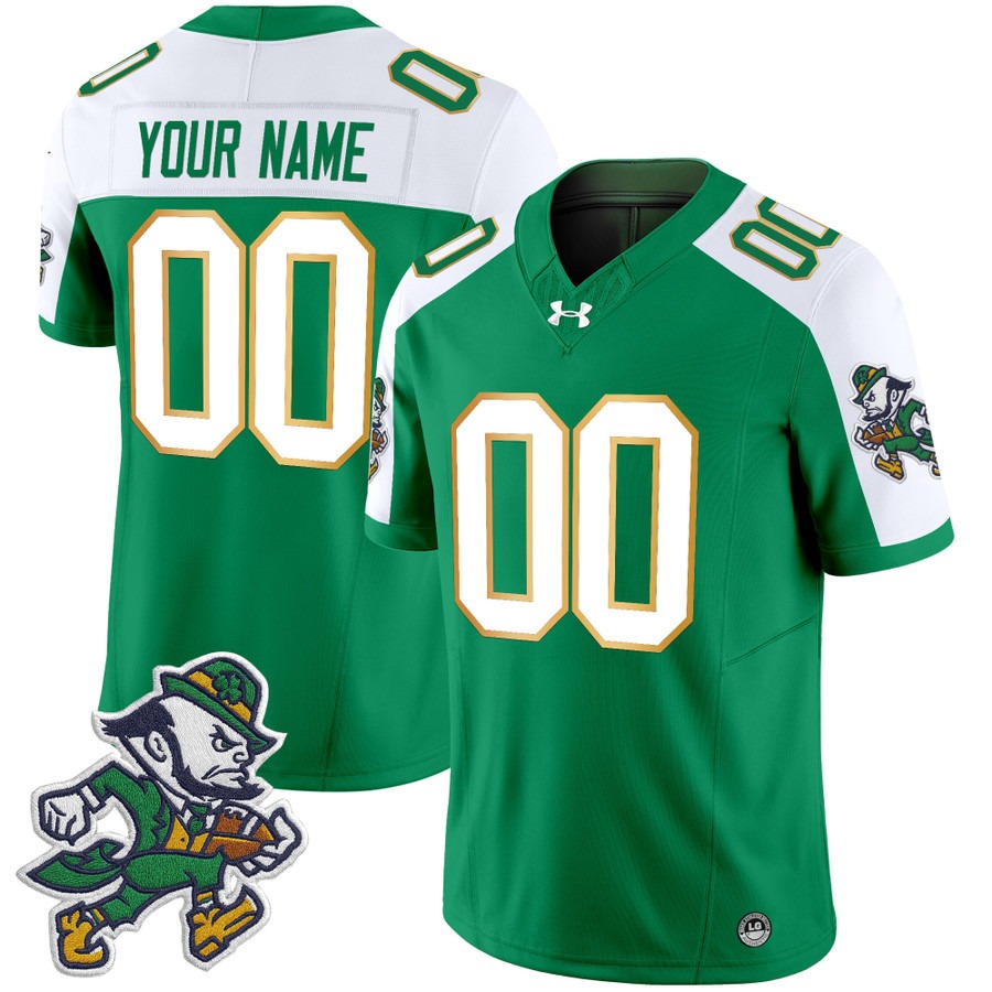Men's Notre Dame Fighting Irish Custom 2025 'Gridiron Leprechaun Edition' Vapor F.U.S.E. Limited Stitched Football Jersey Green Alternate Men's Notre Dame Fighting Irish Custom 2025 'Gridiron Leprechaun Edition' Vapor F.U.S.E. Limited Stitched Football Jersey Green Alternate