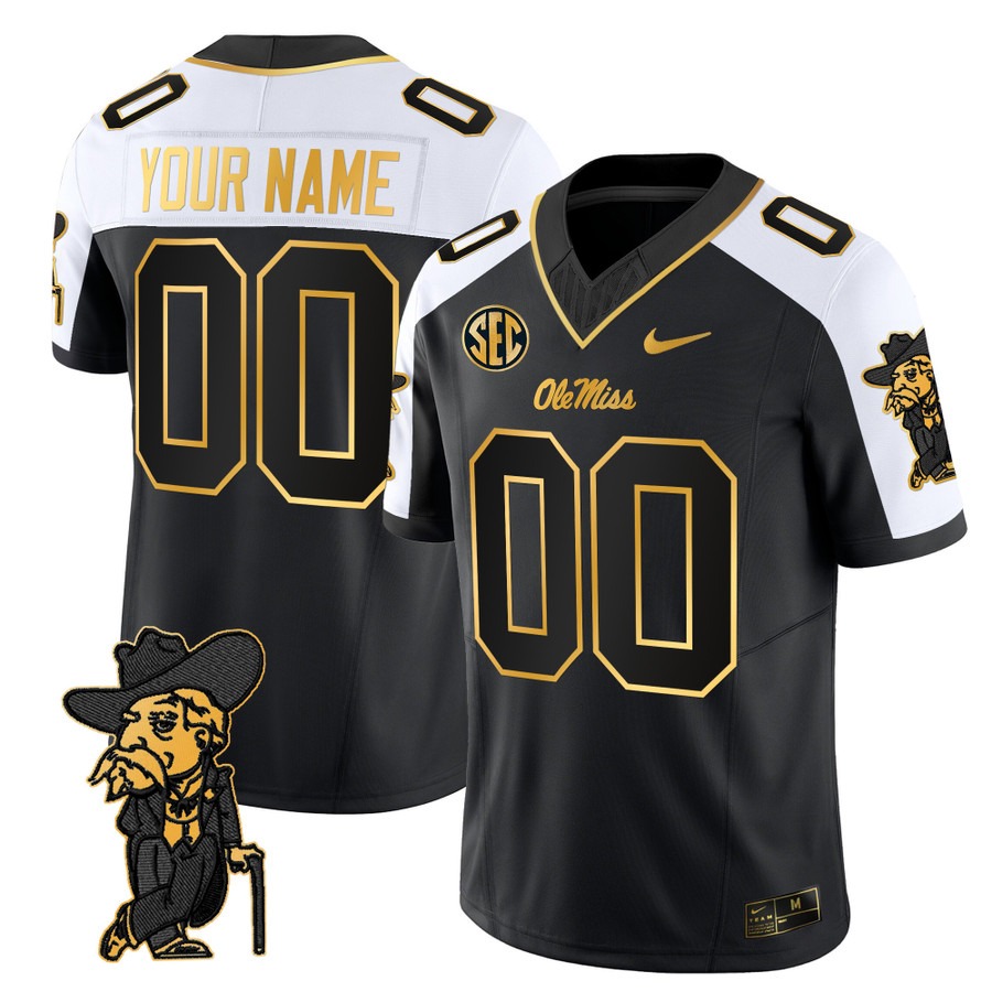Men's Ole Miss Rebels Custom Gold Black Alternate F.U.S.E. 2025 Vapor Limited Stitched Football Jersey Men's Ole Miss Rebels Custom Gold Black Alternate F.U.S.E. 2025 Vapor Limited Stitched Football Jersey