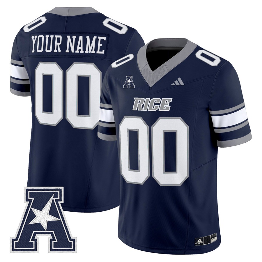 Men's Rice Owls Custom Navy 2025 Vapor F.U.S.E. Limited Stitched Football Jersey