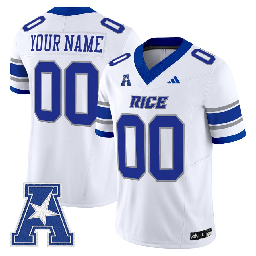 Men's Rice Owls Custom White 2025 Vapor F.U.S.E. Limited Stitched Football Jersey
