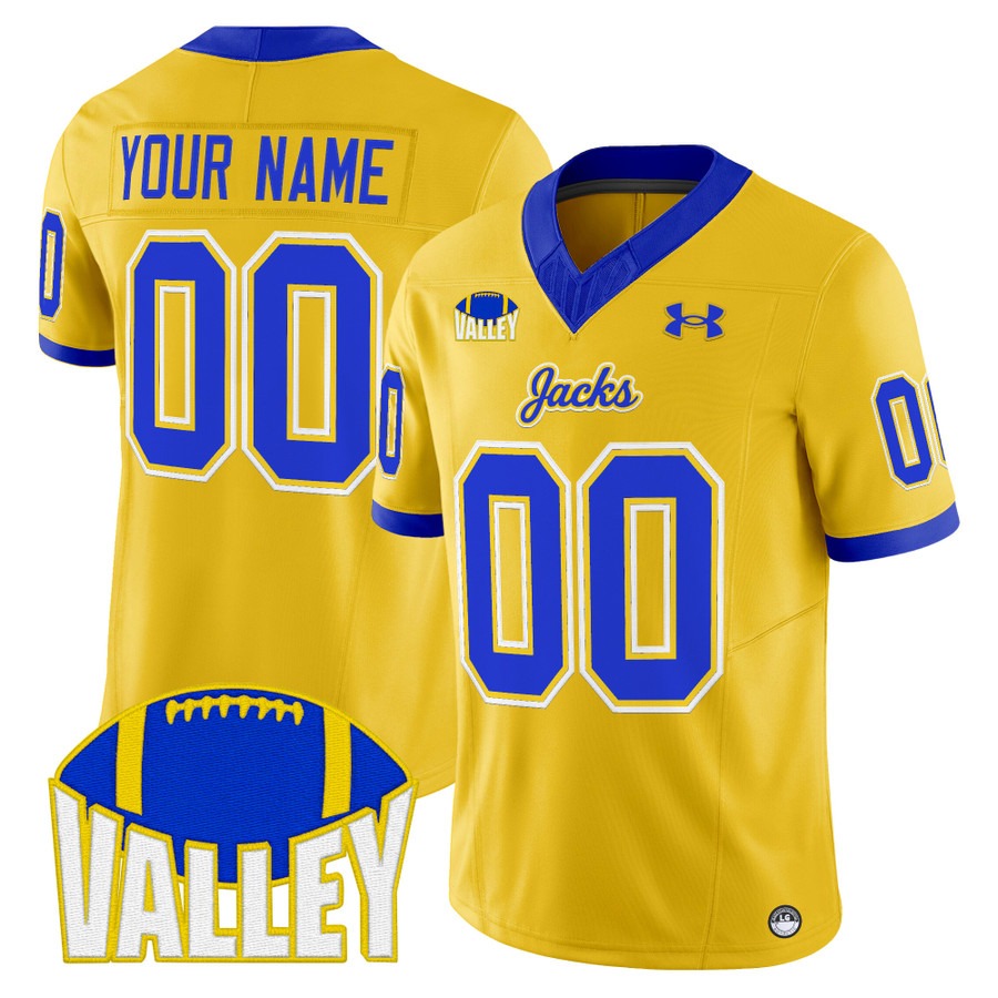 Men's South Dakota State Jackrabbits Custom Gold 2025 Vapor F.U.S.E. Limited Stitched Football Jersey