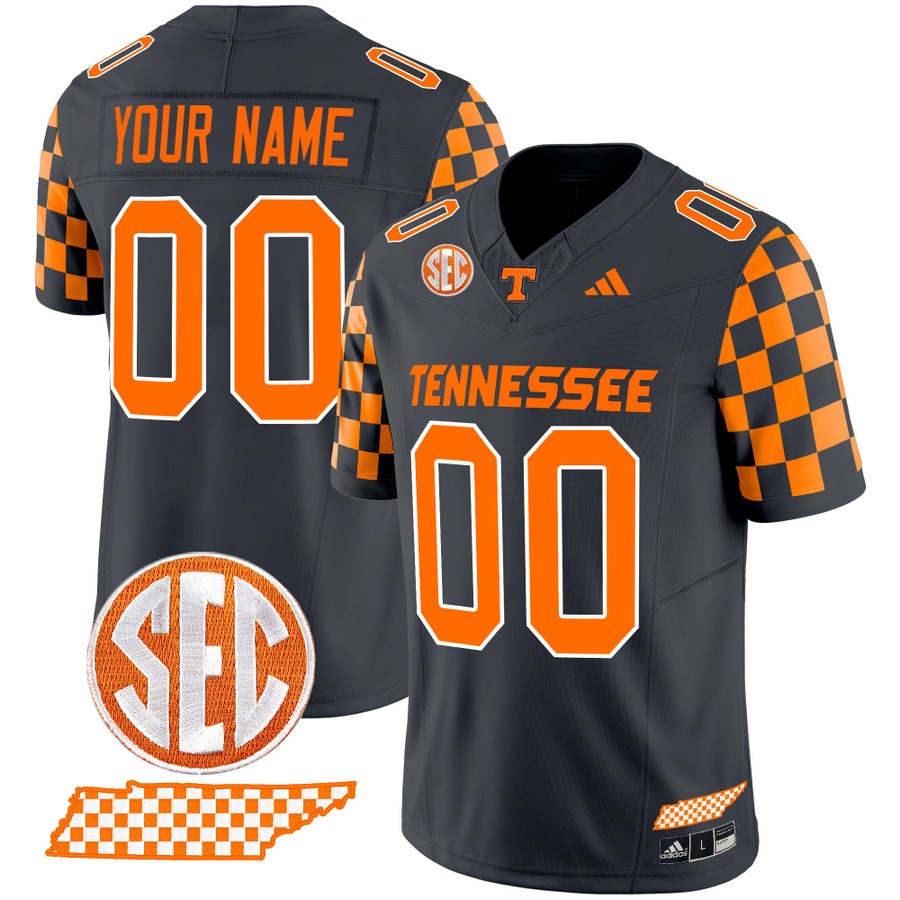 Men's Tennessee Volunteers Custom Smokey Grey 'Rebrand 2026' Checkerboard Vapor F.U.S.E. Limited Stitched Football Jersey
