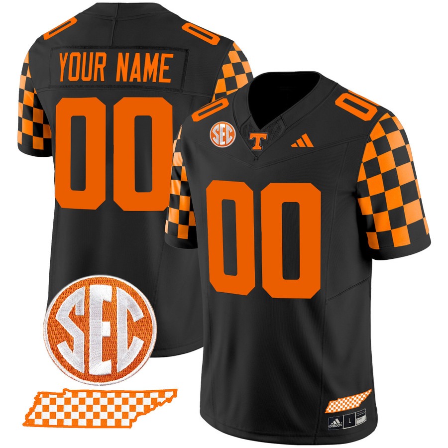 Men's Tennessee Volunteers Custom Black 'Rebrand 2026' Checkerboard Vapor F.U.S.E. Limited Stitched Football Jersey