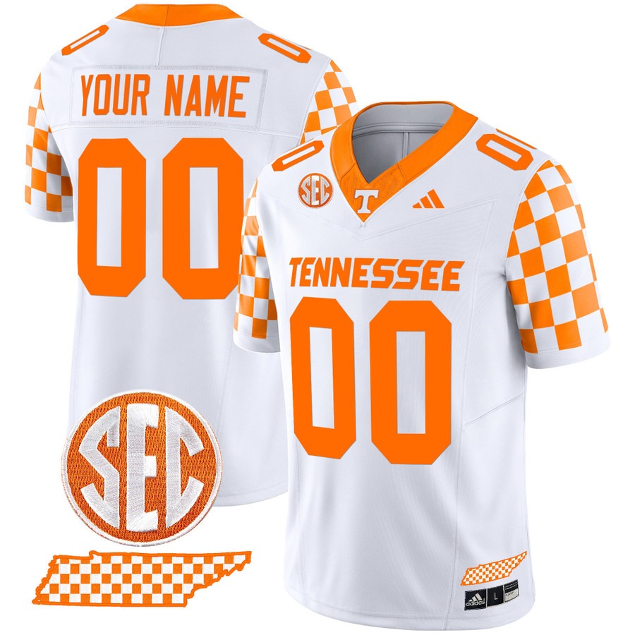 Men's Tennessee Volunteers Custom White 'Rebrand 2026' Checkerboard Vapor F.U.S.E. Limited Stitched Football Jersey