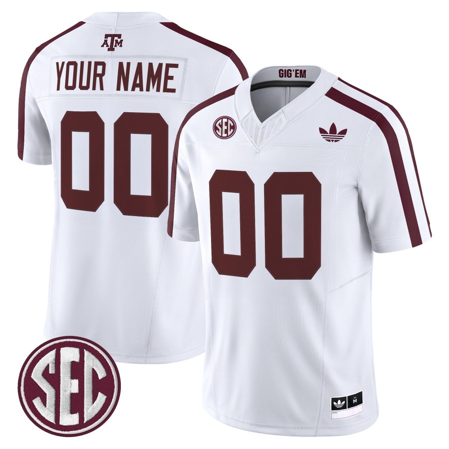 Men's Texas A&M Aggies Custom White 2025 Vapor F.U.S.E. Limited V2 Stitched Football Jersey Men's Texas A&M Aggies Custom White 2025 Vapor F.U.S.E. Limited V2 Stitched Football Jersey