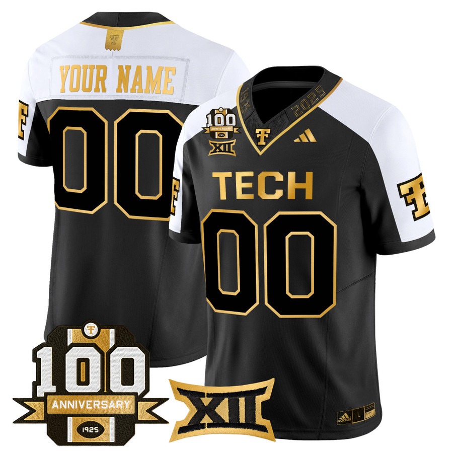 Men's Texas Tech Red Raiders Custom Black Alternate 100th Anniversary Patch 2025 Vapor F.U.S.E. Limited Stitched Football Jersey Men's Texas Tech Red Raiders Custom Black Alternate 100th Anniversary Patch 2025 Vapor F.U.S.E. Limited Stitched Football Jersey